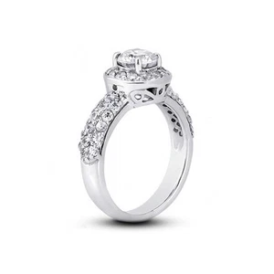 1 1/4ct H SI1 runde natürliche zertifizierte Diamanten 950 Plat. Halo Seitenstein Ring - Bild 1 von 3