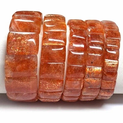 Natural Genuine Sanidine Orange Gold Sunstone Bracelet Bracelets Flat Rectangle - Image 1 of 4