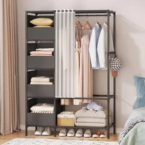 Armadietto portaoggetti per camera da letto 170x105x45 cm in armadio nero con 4 - Bild 1 von 4