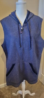 DARLING Ladies Hooded Fleece Vest, sz 22W/24W, Blue, JUST MY SIZE, VELVET TRIM - Image 1 of 4