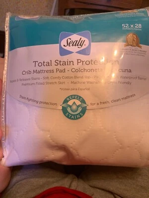 ALMOHADILLA DE COLCHÓN PARA CUNA IMPERMEABLE AJUSTE CEÑIDO PROTECCIÓN TOTAL CONTRA MANCHAS SEALY - NUEVA Foto 1 de 4