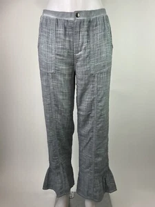 Soft Surroundings Size Petite Small Grey Raleigh Pants Gauze Ruffle Hem Pockets - Picture 1 of 9