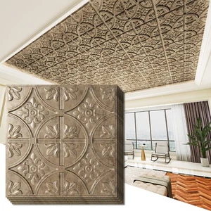 Art3d 2x2 ft. PVC Ceiling Tile in Antique Gold,Fancy Classic Style,12-pack - Picture 1 of 10