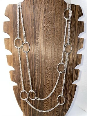 "Collar de cadena de eslabones ovalados de plata de ley 925 chamilia firmado vintage 61 g 50""" Foto 1 de 4