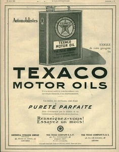 Alte Reklame Texaco Motoröle 1925 aus Zeitschrift - Bild 1 von 1