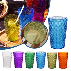 Coloured Tumblers Plastic Adults Water Juice Drinking Picnic Cup Party R7R8 - Picture 1 of 29