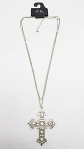 New Silver Rhinestone Crystal Cross Pendant Necklace by Dots #N2413 - Bild 1 von 3