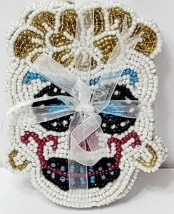 Juego de 4 posavasos con cuentas calavera de azúcar del día de los muertos hechos a mano India ¡Nuevo! - Imagen 1 de 1