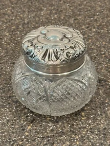 A&J Zimmerman 1898 Sterling Silver Repousse Cut Glass Powder Jar Art Nouveau 925 - Picture 1 of 12