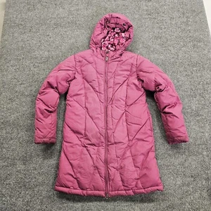 L.L. Bean Parka Jacket Coat Women's M Purple Pink Long Puffer Goose Down Hooded - Picture 1 of 17
