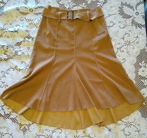 Gonna vintage LULY K NEW YORK marrone ecopelle scamosciata taglia L grande con cintura - Foto 1 di 11