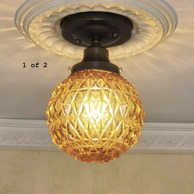 Lámpara de techo vintage antigua art deco 264c pantalla de vidrio lámpara accesorio pasillo porche Foto 1 de 4