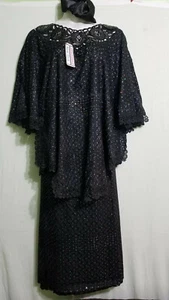 Conjunto poncho falda traje mujer Millionstone ropa africana con bufanda talla libre - Imagen 1 de 6