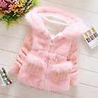 Korean Toddler Baby Girls Winter Warm Hooded Coat Knit Faux Fur Jacket Outerwear