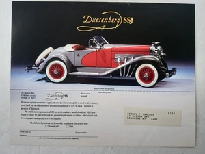 Danbury Mint 1935 DUESENBERG SSJ RESERVATION APPLICATION Form ONLY NO CAR! - Picture 1 of 16