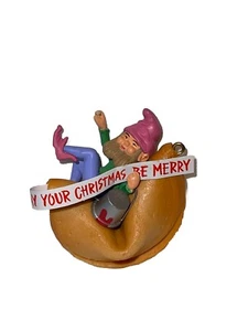 Elf Painting Fortune Cookie Hallmark Ornament 1984 Original Box - Picture 1 of 6