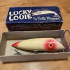 Vintage Lucky Louie by Bill Minser 5-1/2” YellowRed Gill Lure W/ Box Salmon Plug