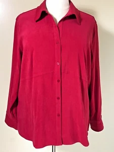 Camisa SAG HARBOR Talla Grande 24W Roja Microfibra Gamuza Botón Delantero - Imagen 1 de 5