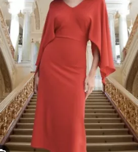 Neu Zara Cape Ärmel Strick rot Midi Kleid 2142/098 klein - Bild 1 von 13