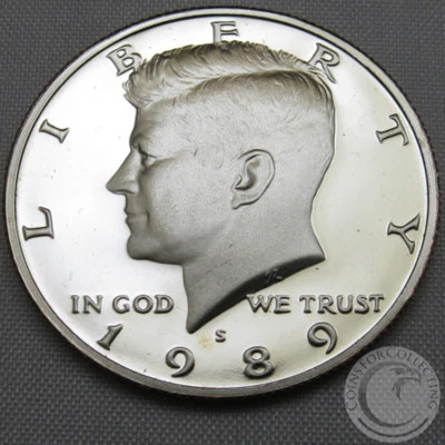 1989 S KENNEDY HALF DOLLAR GEM DEEP CAMEO PROOF US COIN - Image 1 of 3