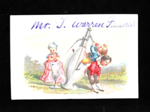 Victorian Greeting Scrap. Young Children Getting At Giant Soda Syphon. - Picture 1 of 2