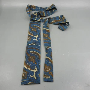 Rooster Necktie Tie Skinny Square End Blue Gold Paisley Wool Silk Blend 52 x 2 - Picture 1 of 7