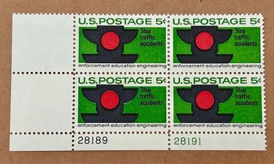 Scott #1272 Traffic Safety, 1965 US 5c Stamp Block, mnh, og vf - Image 1 of 2