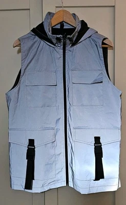 Unisex reflective/iridescent hooded utility vest  - Image 1 of 4