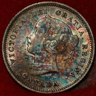 Moneda extranjera de 5 centavos de plata Canadá 1883-H Foto 1 de 2