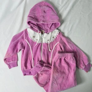 Vintage 1980s Teddy Bears by Kleinert's Purple Floral Velour Track Suit Sz 4 - Picture 1 of 11