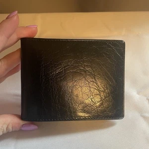 Portafoglio uomo Thom McAn nero vera pelle pieno fiore bifold chiave ID denaro - Foto 1 di 14