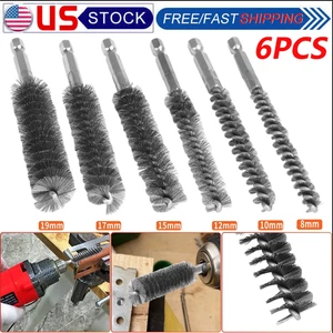 Cepillo de alambre de acero inoxidable 6 piezas vástago de 1/4" para limpieza de taladro eléctrico - Imagen 1 de 11