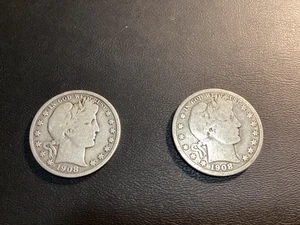 1908 o and 1908 d BARBER HALF Set Break 90% silver - Picture 1 of 2