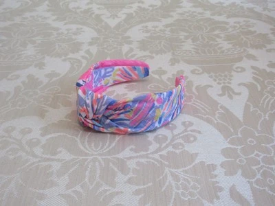 Diadema hecha a mano Preppy Wide Lilly Pulitzer Bonitos tallos tela nudo superior Foto 1 de 4