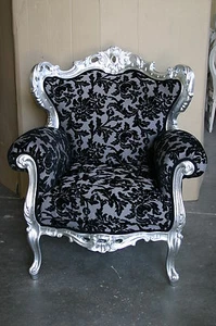 POLTRONA IN FOGLIA ARGENTO CLASSICA IMBOTTITA  VARI  COLORI   - Foto 1 di 1