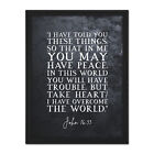John 16:33 Peace Take Heart I have Overcome the World Bible Framed Print 18X24&quot;
