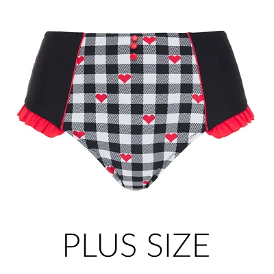Joe Browns Bikini Brief Bottoms Plus Size UK 28 Gingham Full Cover - Black Check - Image 1 of 3