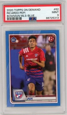 2020 TOPPS BOWMAN MLS BLUE /150 RICARDO PEPI ROOKIE CARD RC FC DALLAS USA PSA 9 - Image 1 of 2
