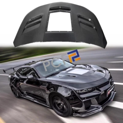 Capó delantero transparente carbono real capó ventilado para Chevrolet Camaro 2016-2019 Foto 1 de 4