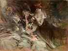 Giovanni Boldini A4 Photo the ball gown interior with young girl sewing