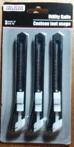 Cuchillo utilitario desechable 3pk con cuchillas a presión cortadores de caja afeitadora casa garaje - Imagen 1 de 4