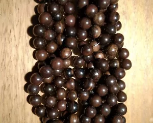 Natural Polished Tiger Ebony Kamagong Wood Round Beads.1 x String 32 beads. - Picture 1 of 1