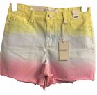 Judy Blue Shorts Size Medium Dip Dye Rainbow High Waist Raw Edge Hem Summer