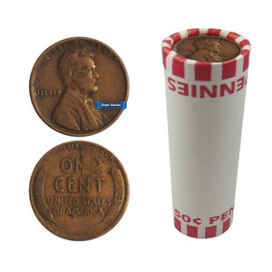 Roll of 50 - Random Date 1c Lincoln Wheat Cent Pennies Full Roll