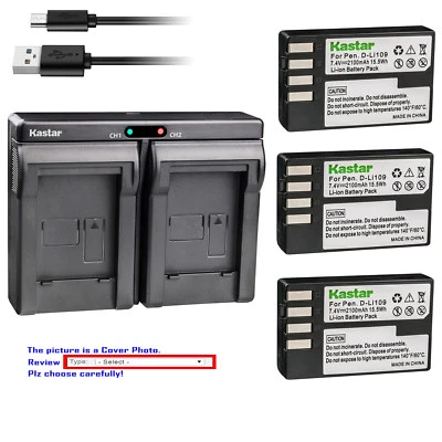 Kastar Battery Dual Charger for Pentax D-Li109 D-BC109 & Pentax K-70 K70 Camera - Image 1 of 4