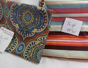 Decorator Fabric Lot Stripe Paisley 1 Yard Fabric F-3548 - Picture 1 of 6