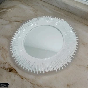 24" Premium Selenite Stone Sunburst Crystal Wall Mirror for Brightening Room Dec - Picture 1 of 10