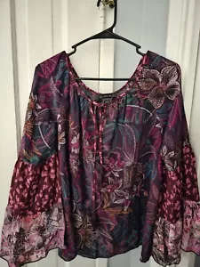 JOHNNY WAS 'JADE' 100% SILK TIE FRONT BLOUSE..MINT CONDITIO...SIZE XS - Picture 1 of 6