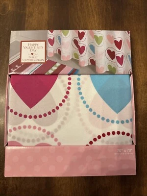 Cortina de Ducha Día de San Valentín 70 x 70 Pulgadas Tela Corazón Multicolor - Baño Foto 1 de 3