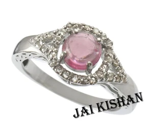 Real Ruby Gemstone Pave Diamond 925 Sterling Silver Ring Women Jewelry - Picture 1 of 9
